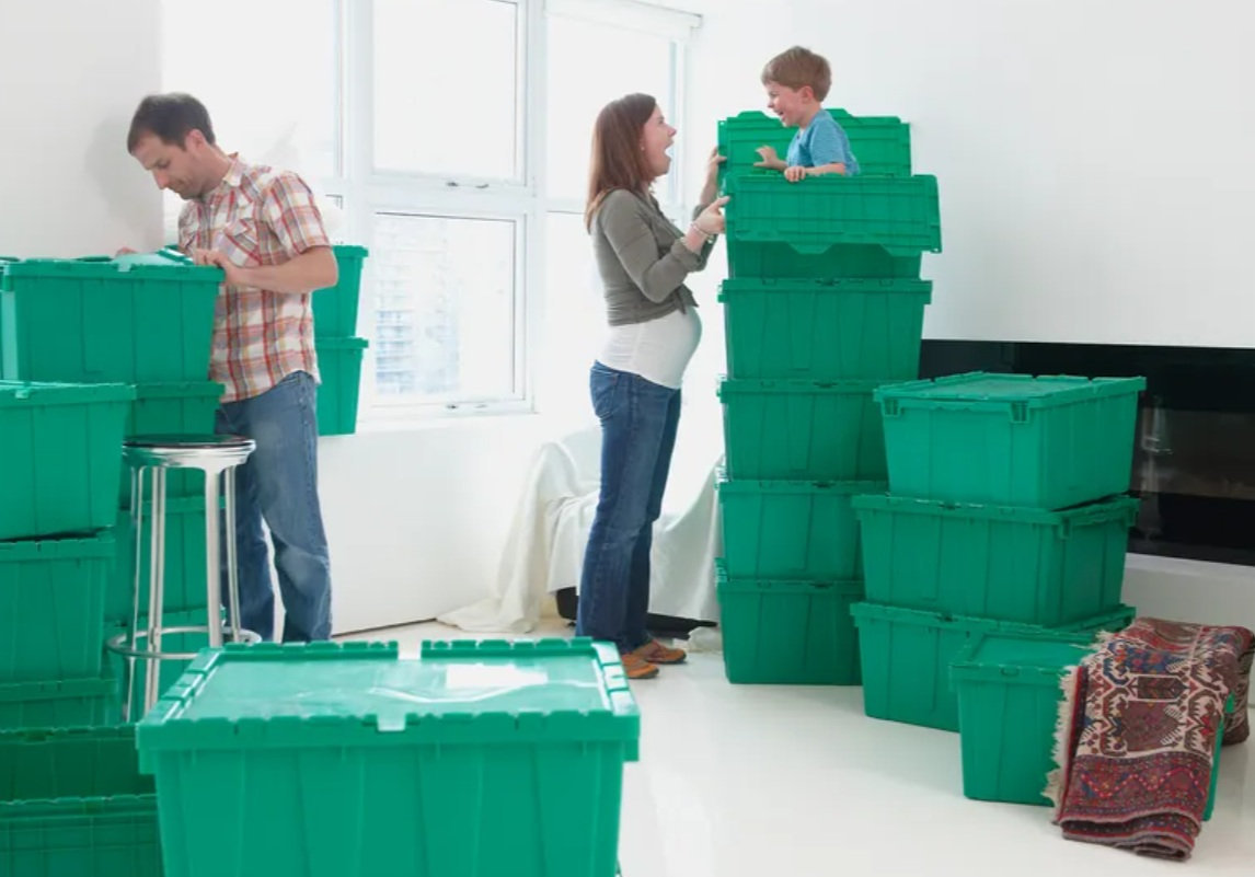 Stackable eco-friendly reusable moving bins